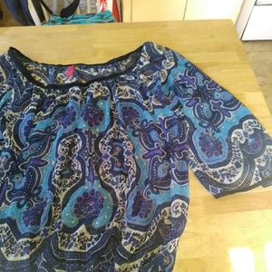 Blue Paisley BoHo top